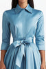 Load image into Gallery viewer, Blue A Line Flared Front Button Closures Mid Length Formal Dress with Long Sleeves