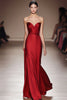 Load image into Gallery viewer, Red Strapless Pleated Satin Formal Dress With Slit