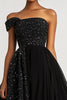 Load image into Gallery viewer, A Line Black One Shoulder Tulle Sequins Formal Dress