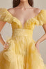 Load image into Gallery viewer, Yellow A Line Off The Shoulder Ruffles Formal Dress