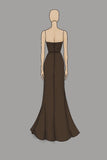 Coffee Jersey Sheath Strapless Ruched Gala Dress