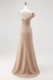 Light Khaki Mermaid Pleated One Shoulder Formal Dress
