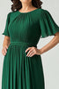 Load image into Gallery viewer, Elegant A Line Dark Green Ruched Mother Of Bride Dress With Flutter Sleeve