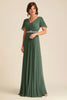 Load image into Gallery viewer, Elegant Eucalyptus A Line  Ruched Mother Of Bride Dress With Belt