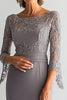 Load image into Gallery viewer, Elegant Sliver Shesth Scoop Long Chiffon Mother Of the Bride Dress with Lace Appliques