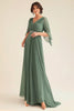 Load image into Gallery viewer, Elegant Eucalyptus A-Line V-neck Ruched Long Chiffon Mother Of the Bride Dress with Half Sleeves