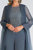 Load image into Gallery viewer, Elegant Twilight 2-piece Scoop Chiffon Ankle-Long Mother of the Bride Suits with Long Sleeves