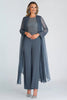 Load image into Gallery viewer, Elegant Twilight 2-piece Scoop Chiffon Ankle-Long Mother of the Bride Suits with Long Sleeves