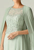 Load image into Gallery viewer, Elegant Mint A-Line Scoop Chiffon Beaded Long Mother of the Bride Dress with Cap