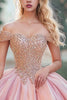 Load image into Gallery viewer, Blush Off the Shoulder Beaded Organza Princess Quinceanera Dress