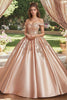 Load image into Gallery viewer, Blush Off the Shoulder Satin Princess Quinceanera Dress with Appliques