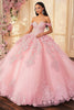 Load image into Gallery viewer, Pink Off the Shoulder Princess Tulle Quinceanera Dress with Appliques