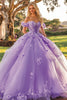 Load image into Gallery viewer, Plum Floral Off The Shoulder Tulle Quinceanera Dress with Appliques