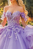 Load image into Gallery viewer, Lilac Floor Length Appliqued Quinceanera Dress with 3D Flowers