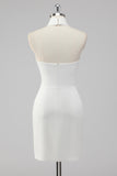 Halter Satin White Graduation Dress