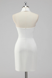 Halter Bodycon Satin Little White Dress