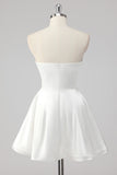 Simple A-Line Strapless White Graduation Dress