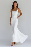 Spaghetti Straps Chiffon White Mermaid Engagement Dress