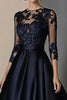 Load image into Gallery viewer, A Line Navy Lace Mother Of Bride Dress with 3/4 Sleeves