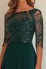 Load image into Gallery viewer, Chiffon Lace Dark Green Mother Of The Dress  with 3/4 Sleeves