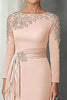 Load image into Gallery viewer, Blush Lace Sheath Mother Of The Bride Dress with Long Sleeves