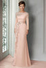 Load image into Gallery viewer, Blush Lace Sheath Mother Of The Bride Dress with Long Sleeves