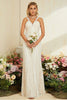 Load image into Gallery viewer, Ivory Apricot Spaghetti Straps Mermaid Lace Long Wedding Dress