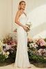 Load image into Gallery viewer, Ivory Apricot Spaghetti Straps Mermaid Lace Long Wedding Dress