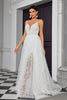 Load image into Gallery viewer, A Line Ivory Spaghetti StrapsAppliqued Long Wedding Dress