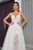 Load image into Gallery viewer, A Line Ivory Spaghetti StrapsAppliqued Long Wedding Dress