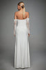 Load image into Gallery viewer, Ivory Off The Shoulder Lace Sleeves Long Wedding Dress with Slit