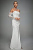 Load image into Gallery viewer, Ivory Off The Shoulder Lace Sleeves Long Wedding Dress with Slit