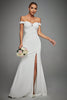 Load image into Gallery viewer, Off The Shoulder Ivory Mermaid Long Wedding Dress with Slit