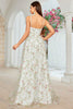 Load image into Gallery viewer, A Line Ivory Flower Spaghetti Straps Embroidery Long Wedding Dress