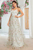 Load image into Gallery viewer, A Line Ivory Flower Spaghetti Straps Embroidery Long Wedding Dress