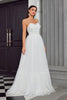 Load image into Gallery viewer, Ivory Pleated A Line Spaghetti Straps Long Wedding Dress