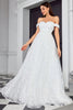 Load image into Gallery viewer, Off The Shoulder A Line Ivory Sweetheart Long Wedding Dress