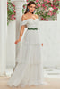 Load image into Gallery viewer, A Line Ivory Off The Shoulder Tiered Tulle Long Wedding Dress