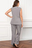 Load image into Gallery viewer, Silver Round Neck Chiffon Long Sleeves 3 Pieces Mother of the Bride Pant Suits