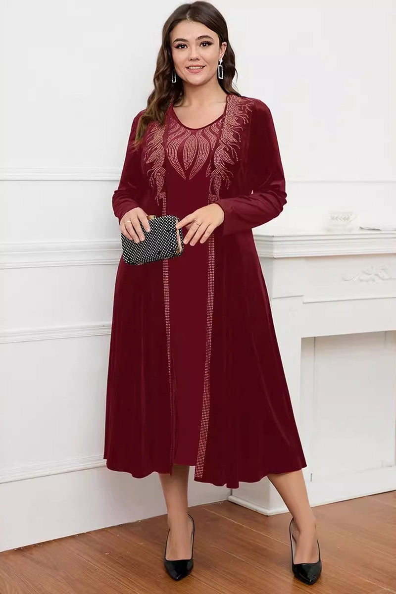 Load image into Gallery viewer, Black Round Neck Long Sleeves A-Line Mother of the Bride Dress