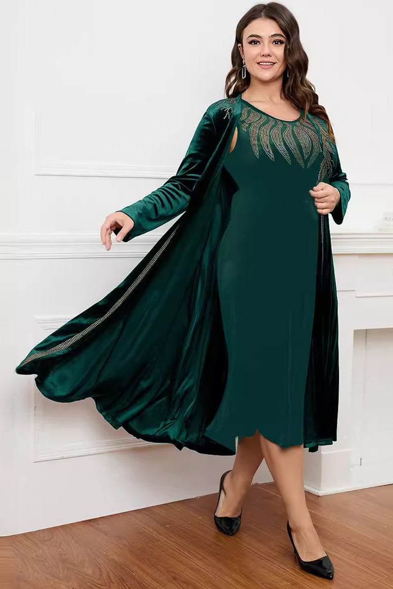 Load image into Gallery viewer, Black Round Neck Long Sleeves A-Line Mother of the Bride Dress