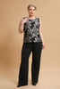 Load image into Gallery viewer, Black Red Flower Round Neck Long Sleeves 3 Pieces Mother of the Bride Pant Suits