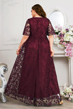 Navy A-Line V-Neck Short Sleeves Long Choir Dress with Lace
