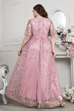 Navy A-Line V-Neck Short Sleeves Long Choir Dress with Lace