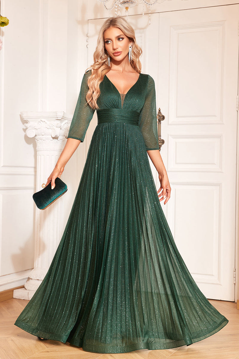 Load image into Gallery viewer, Pine A Line V Neck Long Mother Of The Bride Dresse with Sequin