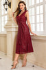 Load image into Gallery viewer, Sparkly Burgundy Sheath Sequin Sleeveless Mother Of The Bride Dress