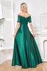 Load image into Gallery viewer, Sparkly Dark Green Satin A Line Mother of Bride Dress