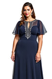 Navy Round Neck Sheath Cut Out Mother Of Bride Dress