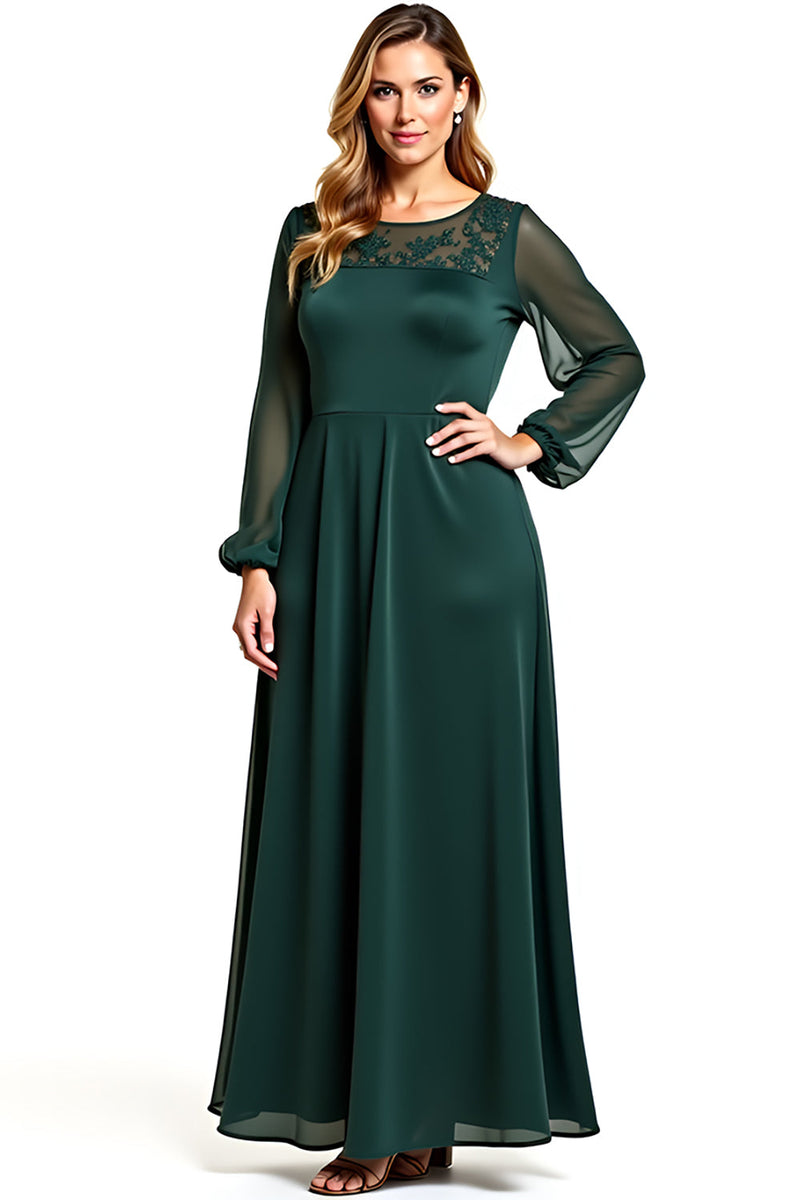 Load image into Gallery viewer, Sheath Pine Round Neck Long Mother Of Bride Dress