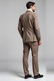 Casual Khaki Notched Lapel Slim Fit Men Suits